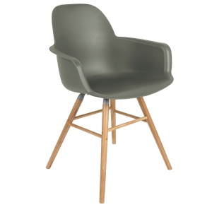 Scaun dining verde din lemn Albert Kuip Zuiver