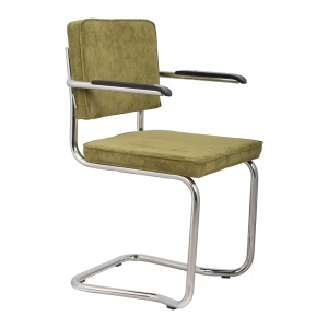 Scaun dining verde din textil Ridge Kink Rib 25A Zuiver