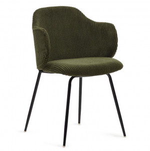Scaun dining verde din textil Yunia Kave Home