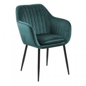 Scaun dining verde/negru din catifea Emilia Quiet Object