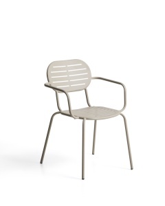 Scaun exterior dining grej din metal Brai Handles Kave Home
