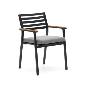 Scaun exterior dining negru din textil Bona Kave Home