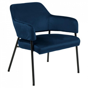 Scaun lounge albastru inchis/negru din textil si metal Lima Actona Company