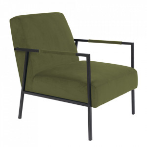 Scaun lounge verde oliv din poliester si fier Wakasan The Home Collection