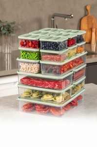 Set 19 recipiente cu capac verde menta din plastic YBLLA19LU The Home Collection