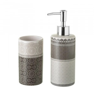 Set 2 accesorii baie albe/gri din ceramica Laces The Home Collection