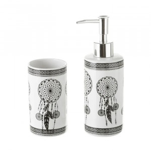 Set 2 accesorii baie albe/negre din ceramica Dream The Home Collection