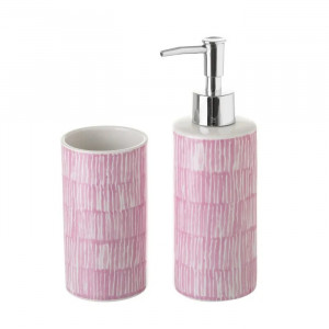 Set 2 accesorii baie roz din ceramica Drip Unimasa