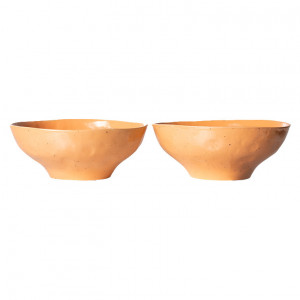 Set 2 boluri portocalii din portelan 17 cm Bold & Basic HK Living