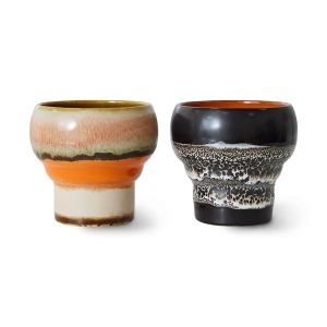 Set 2 cani multicolore din ceramica 240 ml 70s Lungo Basalt HKliving
