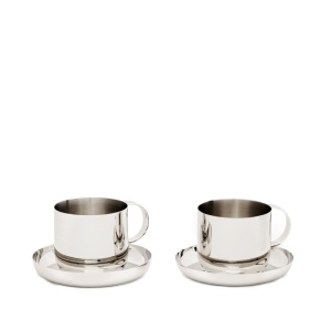 Set 2 cesti cu farfurioare argintii din metal 6x11 cm Nirela Kave Home