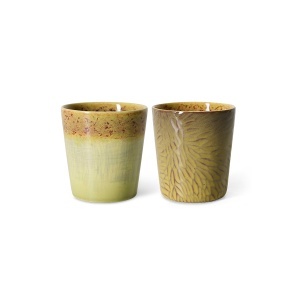 Set 2 cesti galbene din ceramica 230 ml 70s ceramics Van Gogh HKliving