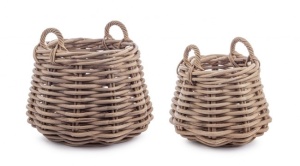 Set 2 cosuri gri din ratan Malagn Round Bizzotto