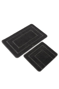 Set 2 covorase de baie gri antracit din fibre sintetice Cerceve The Home Collection