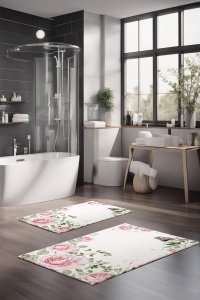 Set 2 covorase de baie multicolore din fibre sintetice CT-5222 The Home Collection