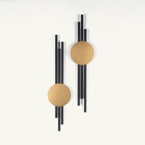 Set 2 decoratiuni pentru perete negre/aurii din metal 14x60 cm Antique Lines The Home Collection