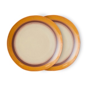 Set 2 farfurii intinse multicolore din ceramica 28 cm 70s Coconut HKliving