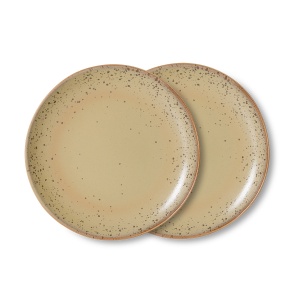 Set 2 farfurii pentru desert crem din ceramica 22 cm 70s Grit HKliving