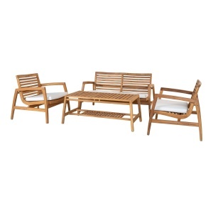Set 2 fotolii, masa de cafea si canapea exterior din lemn maro Santander House Nordic