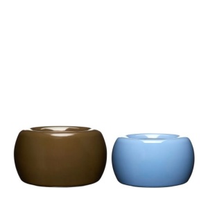 Set 2 ghivece albastre/maro din ceramica Maru Hubsch