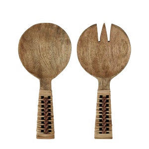 Set 2 linguri pentru servire maro din lemn Larry Madam Stoltz