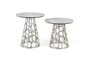 Set 2 mese de cafea gri din metal Moss Giner y Colomer