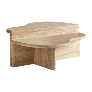 Set 2 mese de cafea maro deschis din piatra Thiennes Vical Home