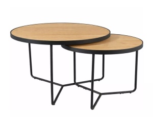 Set 2 mese de cafea maro/negre din metal Italia The Home Collection