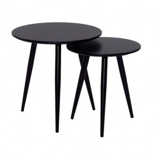 Set 2 mese de cafea negre din metal Cleo The Home Collection