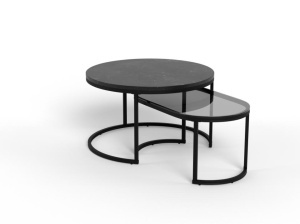 Set 2 mese de cafea negre din metal Spiro Quiet Object
