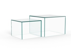 Set 2 mese de cafea transparente din sticla Dice Actona Company
