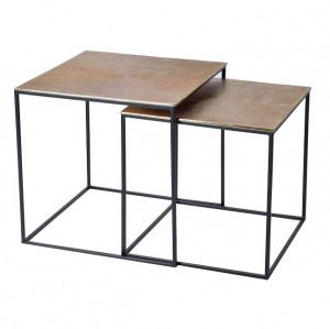 Set 2 mese laterale maro bronz/negre din metal Nido Giner y Colomer