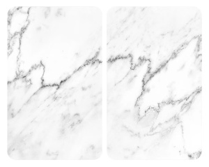 Set 2 placi protectie plita albe din sticla 30x52 cm Marble Wenko