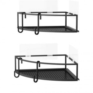 Set 2 rafturi pentru baie negre din metal 23 cm Cubiko Corner Umbra