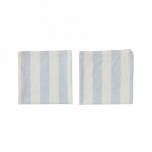 Set 2 servete albastre din bumbac organic 45x45 cm Striped Oyoy