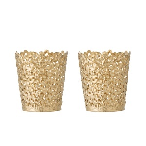 Set 2 suporturi lumanare aurii din metal Mizou Bloomingville