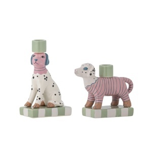 Set 2 suporturi lumanare multicolore din ceramica Doglie Bloomingville