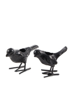 Set 2 suporturi lumanare negre din metal Flock Of Birds Pols Potten