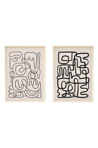 Set 2 tablouri albe/negre din lemn 50x70 cm Coreo The Home Collection