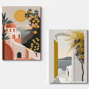 Set 2 tablouri din lemn multicolor 50x70 cm Santo The Home Collection