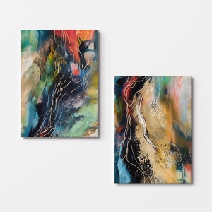 Set 2 tablouri multicolore din fibre naturale 70x100 cm Kevin4380 The Home Collection