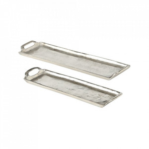 Set 2 tavi decorative dreptunghiulare argintii din aluminiu Lily Boltze
