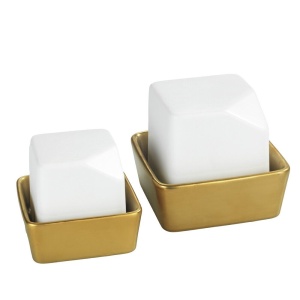 Set 2 umidificatoare alb/aurii din ceramica Cleo Wenko