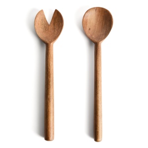 Set 2 ustensile pentru salata maro din lemn Malor Kave Home