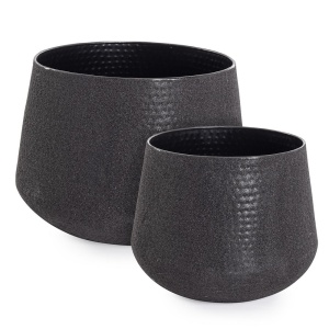 Set 2 vaze decorative negre din metal Kenar Low Bizzotto