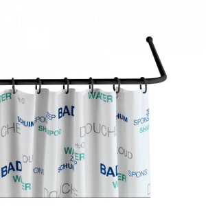 Set 3 bare pentru perdea dus negre din metal Universal Wenko