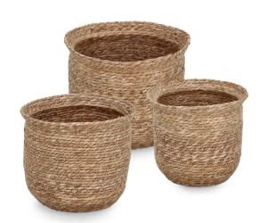 Set 3 cosuri maro din fibre naturale Hamida Natural Bizzotto