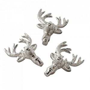 Set 3 decoratiuni pentru lumanari argintii din aluminiu 6 cm Elk Edzard