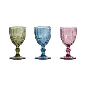 Set 3 pahare multicolore din sticla 8x15 cm Thymus Vical Home
