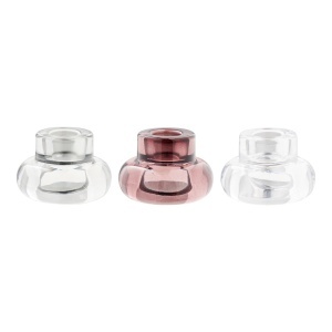 Set 3 suporturi lumanare din sticla multicolore Clomar House Nordic